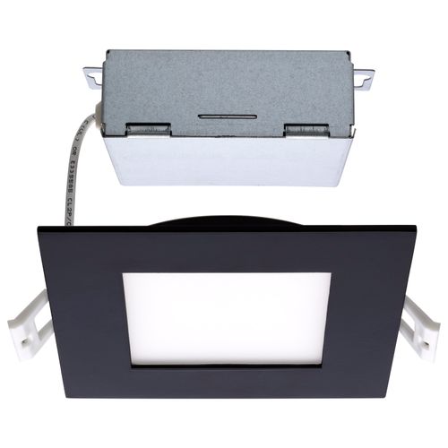 Main product image of 10 Watt LED Direct Wire Downlight Edge-lit 4" CCT Selectable 120 volt Dimmable Square Remote Driver Black Finish