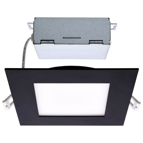 Main product image of 12 Watt LED Direct Wire Downlight Edge-lit 6" CCT Selectable 120 volt Dimmable Square Remote Driver Black Finish (Pack of 2)