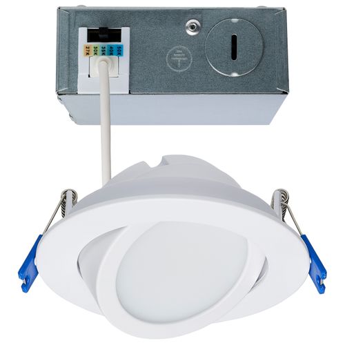 Main product image of 11 Watt 4" Directional Low-Profile Downlight CCT Selectable 120 Volt White Finish