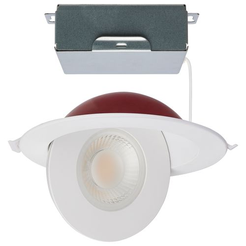 Main product image of 15 Watt LED Fire Rated 6 Inch Direct Wire Directional Downlight Round Shape White Finish CCT Selectable Dimmable 120 Volts