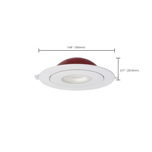 Main product image of 15 Watt LED Fire Rated 6 Inch Direct Wire Directional Downlight Round Shape White Finish CCT Selectable Dimmable 120 Volts
