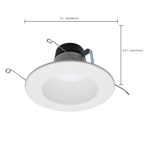 Main product image of Field Selectable LED Downlight Retrofit Deep Baffle 8/10.5/13.5 Watts 27K/30K/35K/40K/50K CCT 5-6" Round Shape White Finish 120 Volts (Pack of 2)