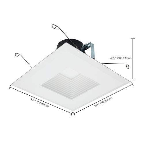 Main product image of Field Selectable LED Downlight Retrofit Deep Baffle 8/10.5/13.5 Watts 27K/30K/35K/40K/50K CCT 5-6" Square Shape White Finish 120 Volts (Pack of 2)