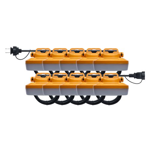 Main product image of 120 Watt LED High-Lumen Industrial/Commercial StringLight 10 Interconnected Lamps 5000K 100 Foot Integrated Cord 120 Volt