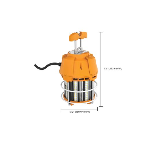 Main product image of 60 Watt LED Hi-Lumen temporary Hi-Bay Caged lamp 5000K Integrated Cord / Plug & Hook 120 Volt
