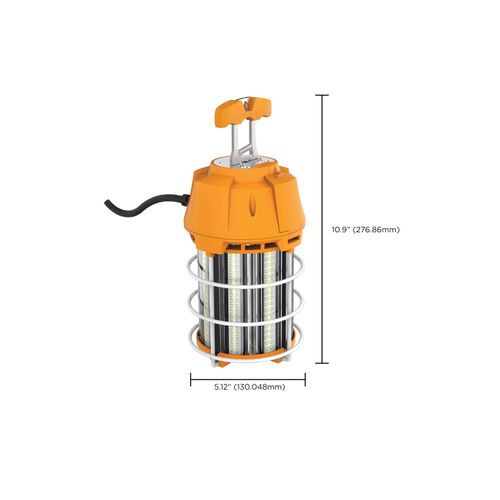 Main product image of 100 Watt LED Hi-Lumen temporary Hi-Bay Caged lamp 5000K Integrated Cord / Plug & Hook 120 Volt