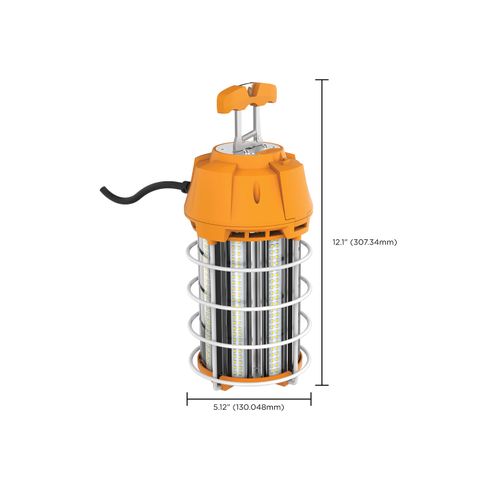 Main product image of 150 Watt LED Hi-Lumen temporary Hi-Bay Caged lamp 5000K Integrated Cord / Plug & Hook 120 Volt