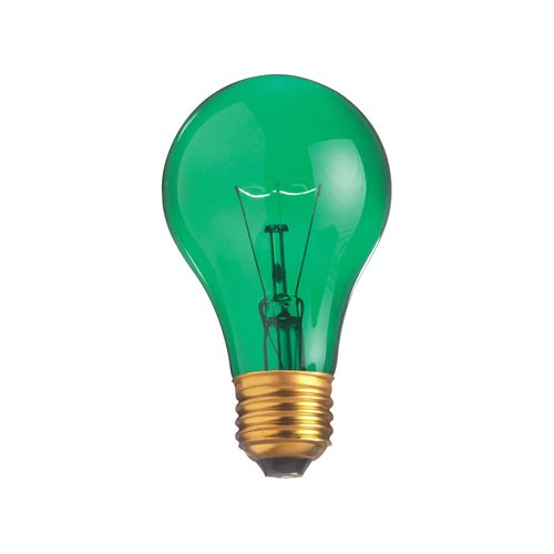 Main product image of 25 Watt A19 Incandescent Bulb - Transparent Green - 2000 Average rated hours - Medium base - 130 Volt (30 Pack)