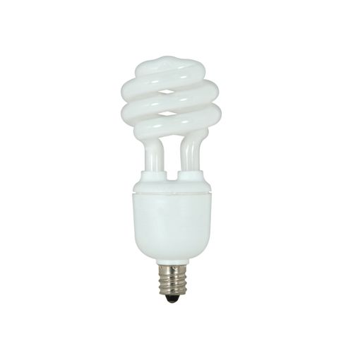 Main product image of 9 Watt - Mini Spiral Compact Fluorescent Bulb 2700K - 82 CRI - Candelabra base - 120 Volt (8 Pack)