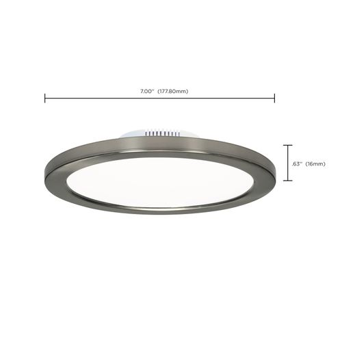 Main product image of 12 watt 7" Flush Mount LED Fixture 3000K Brushed Nickel finish 120/277 volts