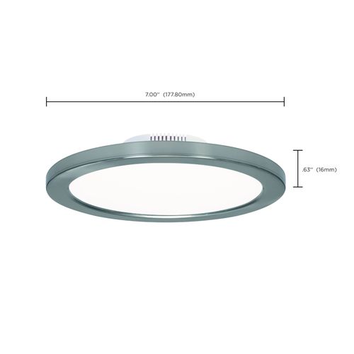 Main product image of 12 watt 7" Flush Mount LED Fixture 3000K Polished Nickel finish 120/277 volts