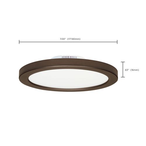 Main product image of 12 watt 7" Flush Mount LED Fixture 3000K Bronze finish 120/277 volts