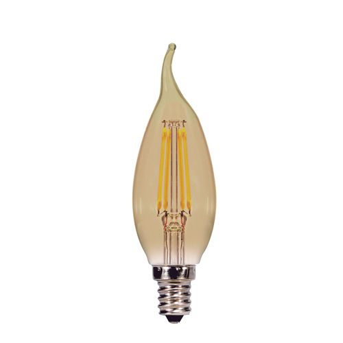 Main product image of 3.5 Watt Flame CFA LED Bulb - Amber - Candelabra base - 2000K - 300 Lumens - 120 Volt (5 Pack)