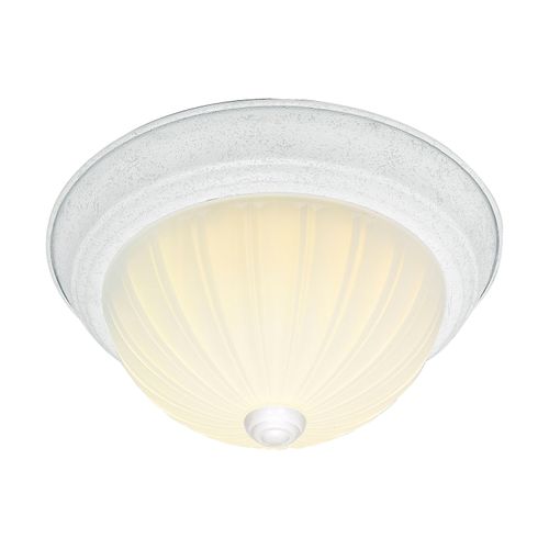 Main product image of 2 Light 11" Flush w/ Frosted Melon Glass Textured White Finish