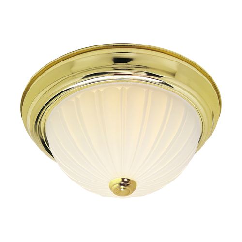 Main product image of 3 Light 15" Flush w/ Frosted Melon Glass Polished Brass Finish