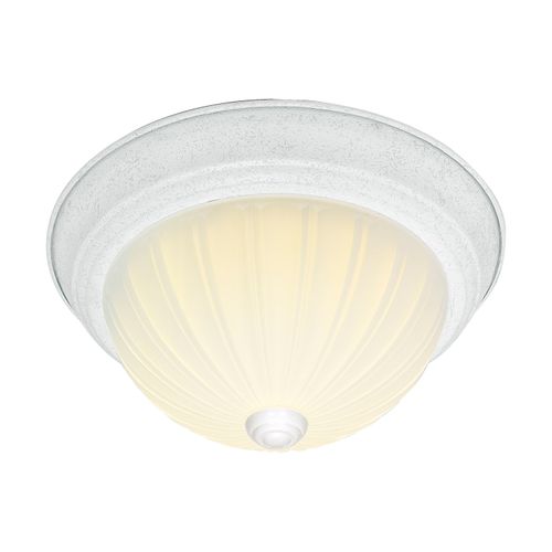 Main product image of 3 Light 15" Flush w/ Frosted Melon Glass Textured White Finish