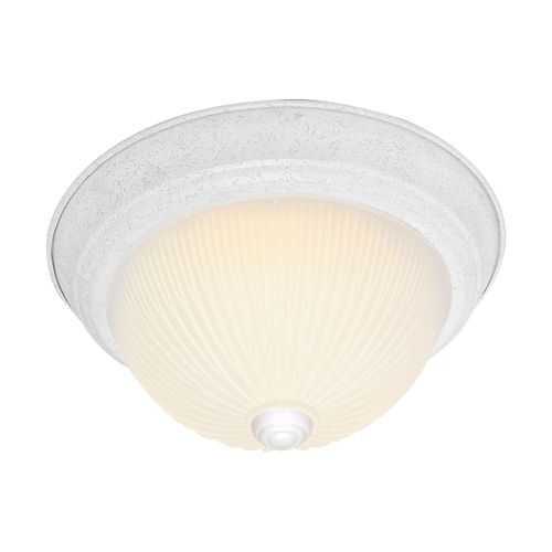 Main product image of 2 Light 11" Flush w/ Frosted Ribbed Textured White Finish