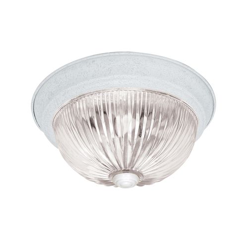 Main product image of 2 Light 11" Flush w/ Clear Ribbed Glass Textured White Finish
