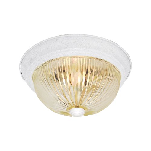 Main product image of 3 Light 15" Flush w/ Clear Ribbed Glass Textured White Finish