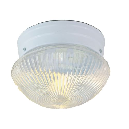 Main product image of 2 Light 10" Flush w/ Clear Ribbed Glass White Finish (Pack of 2)