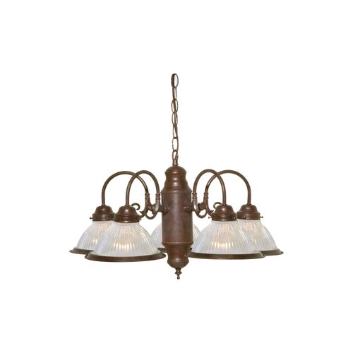 Main product image of 5 Light 22" Chandelier w/ Clear Ribbed Shades Old Bronze Finish