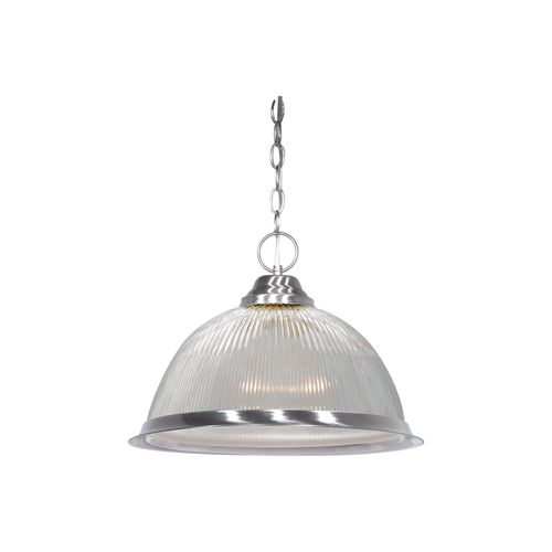 Main product image of 1 Light 15" Pendant Clear Prismatic Dome Brushed Nickel Finish