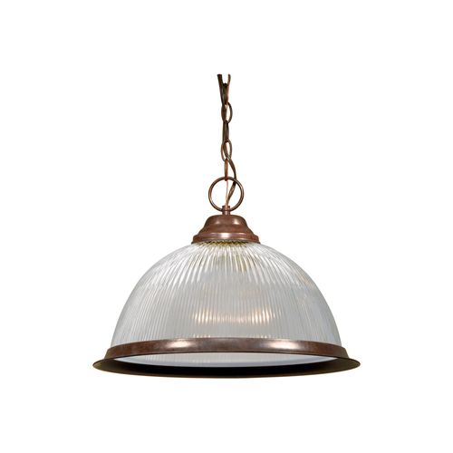 Main product image of 1 Light 15" Pendant Clear Prismatic Dome Old Bronze Finish