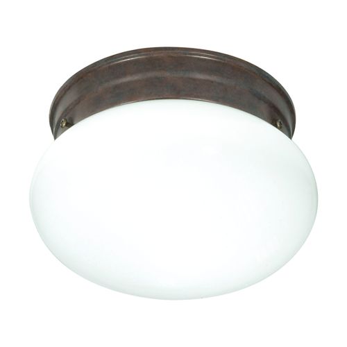Main product image of 1 Light 8" Flush Mount Small White Mushroom Old Bronze Finish