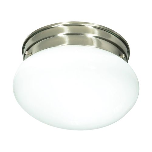 Main product image of 1 Light 8" Flush Mount Small White Mushroom Brushed Nickel Finish (Pack of 2)