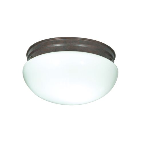 Main product image of 2 Light 12" Flush Mount Large White Mushroom Old Bronze Finish (Pack of 2)