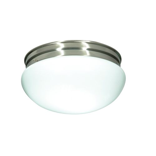 Main product image of 2 Light 12" Flush Mount Large White Mushroom Brushed Nickel Finish
