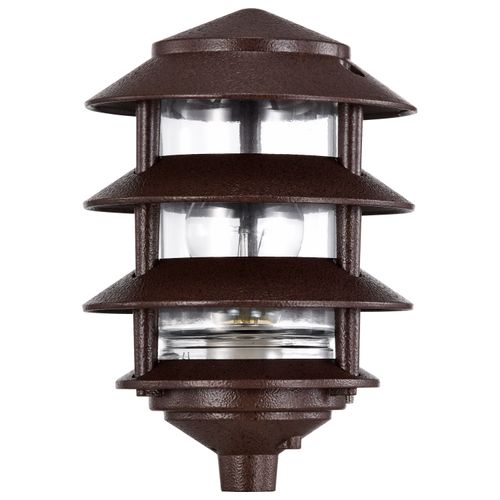 Main product image of Pagoda Garden Fixture Small Hood 1 light 3 Louver Old Bronze Finish