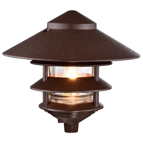Main product image of Pagoda Garden Fixture Large 10" Hood 1 light 3 Louver Old Bronze Finish