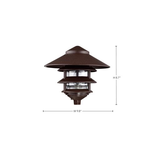 Main product image of Pagoda Garden Fixture Large 10" Hood 1 light 3 Louver Old Bronze Finish