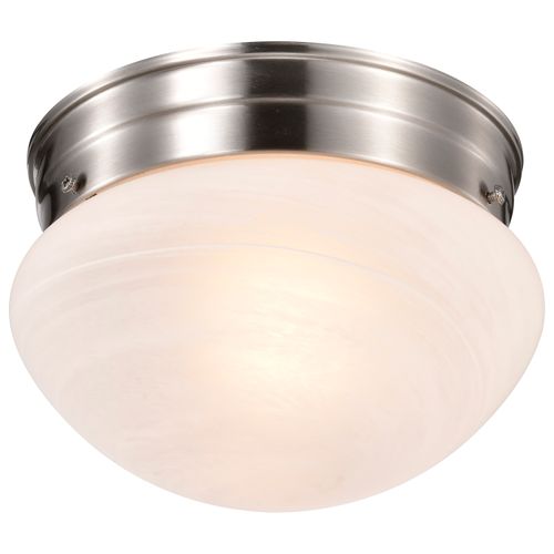 Main product image of 1 Light 8" Flush Mount Small Alabaster Mushroom Brushed Nickel Finish (Pack of 2)