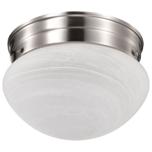 Main product image of 1 Light 8" Flush Mount Small Alabaster Mushroom Brushed Nickel Finish (Pack of 2)