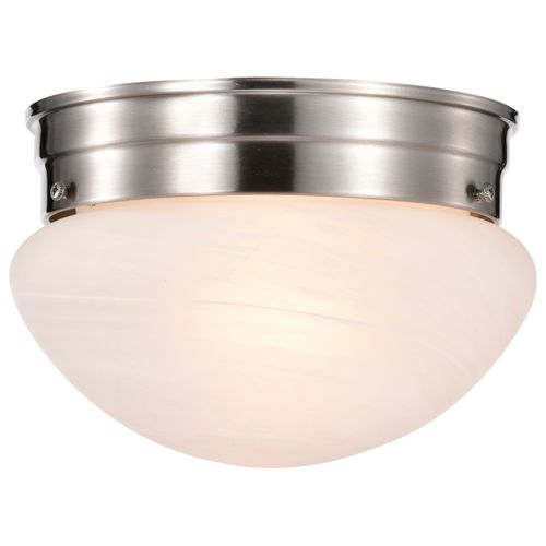 Main product image of 1 Light 8" Flush Mount Small Alabaster Mushroom Brushed Nickel Finish (Pack of 2)