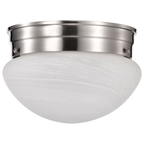 Main product image of 1 Light 8" Flush Mount Small Alabaster Mushroom Brushed Nickel Finish (Pack of 2)