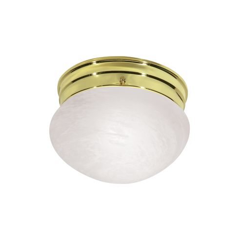 Main product image of 1 Light 8" Flush Mount Small Alabaster Mushroom Polished Brass Finish (Pack of 2)