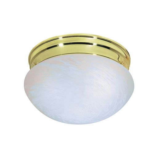 Main product image of 2 Light 10" Flush Mount Medium Alabaster Mushroom Polished Brass Finish (Pack of 2)