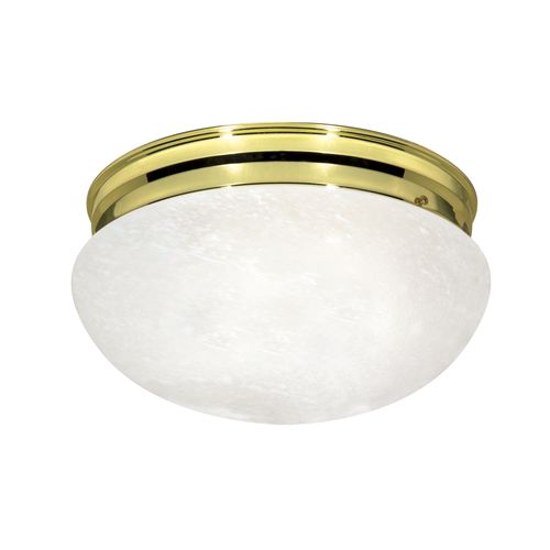 Main product image of 2 Light 12" Flush Mount Large Alabaster Mushroom Polished Brass Finish
