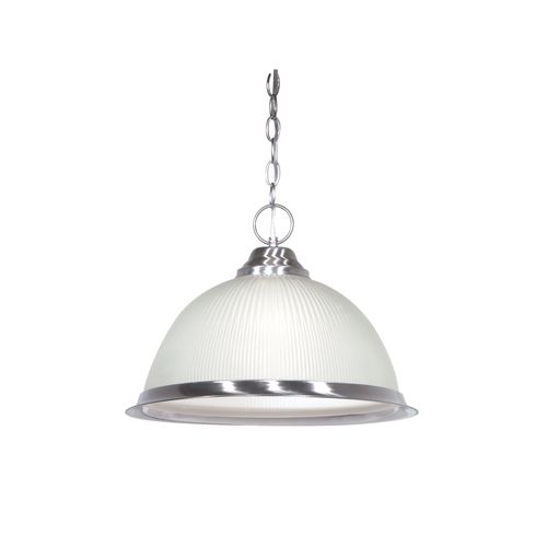 Main product image of 1 Light 15" Pendant Frosted Prismatic Dome Brushed Nickel Finish