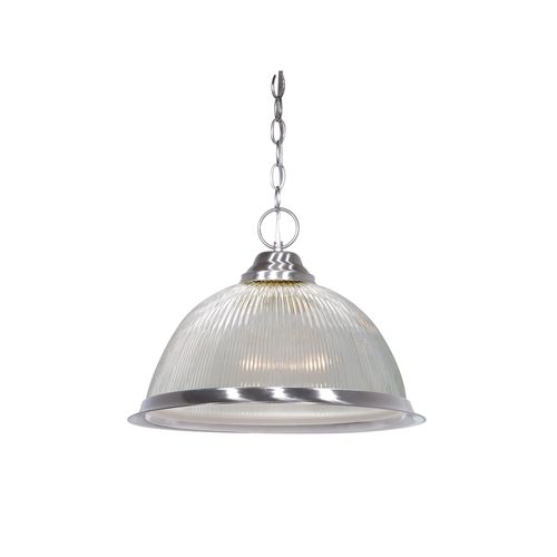 Main product image of 1 Light 15" Pendant Frosted Prismatic Dome Brushed Nickel Finish