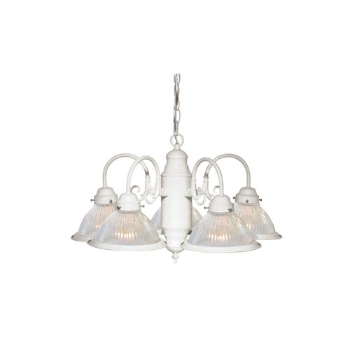 Main product image of 5 Light 22" Chandelier w/ Frosted Ribbed Shades Textured White Finish