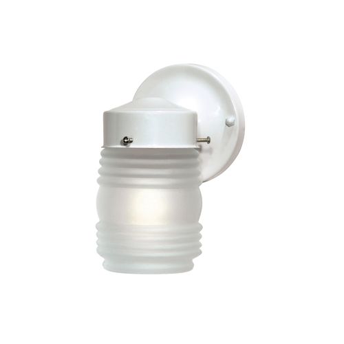 Main product image of 1 Light 6" Porch Wall Mason Jar w/ Frosted Glass Gloss White Finish (Pack of 3)