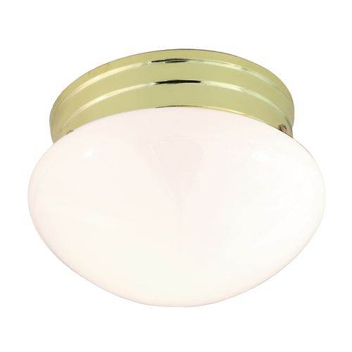 Main product image of 1 Light 8" Flush Mount Small White Mushroom Polished Brass Finish (Pack of 2)