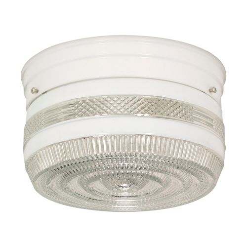 Main product image of 2 Light 8" Flush Mount Medium Crystal / White Drum White Finish (Pack of 3)