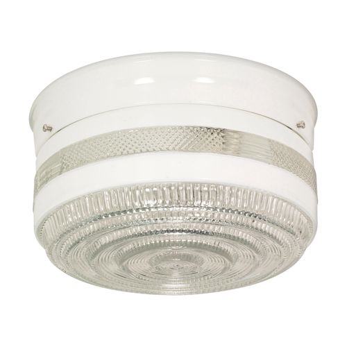 Main product image of 2 Light 10" Flush Mount Large Crystal / White Drum White Finish (Pack of 2)