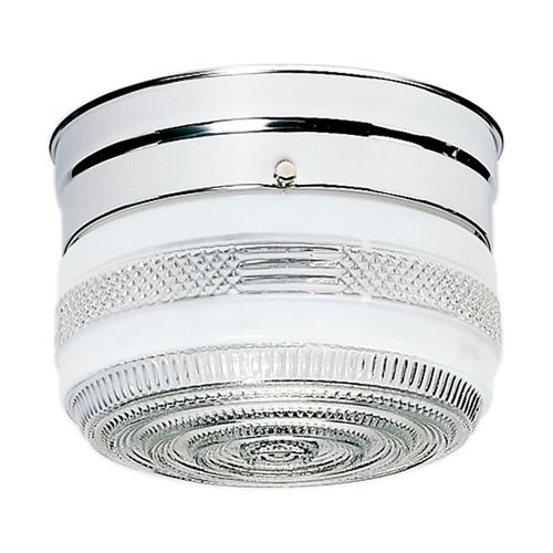 Main product image of 1 Light 6" Flush Mount Small Crystal / White Drum Polished Chrome Finish