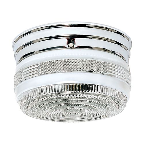 Main product image of 2 Light 8" Flush Mount Medium Crystal / White Drum Polished Chrome Finish (Pack of 2)